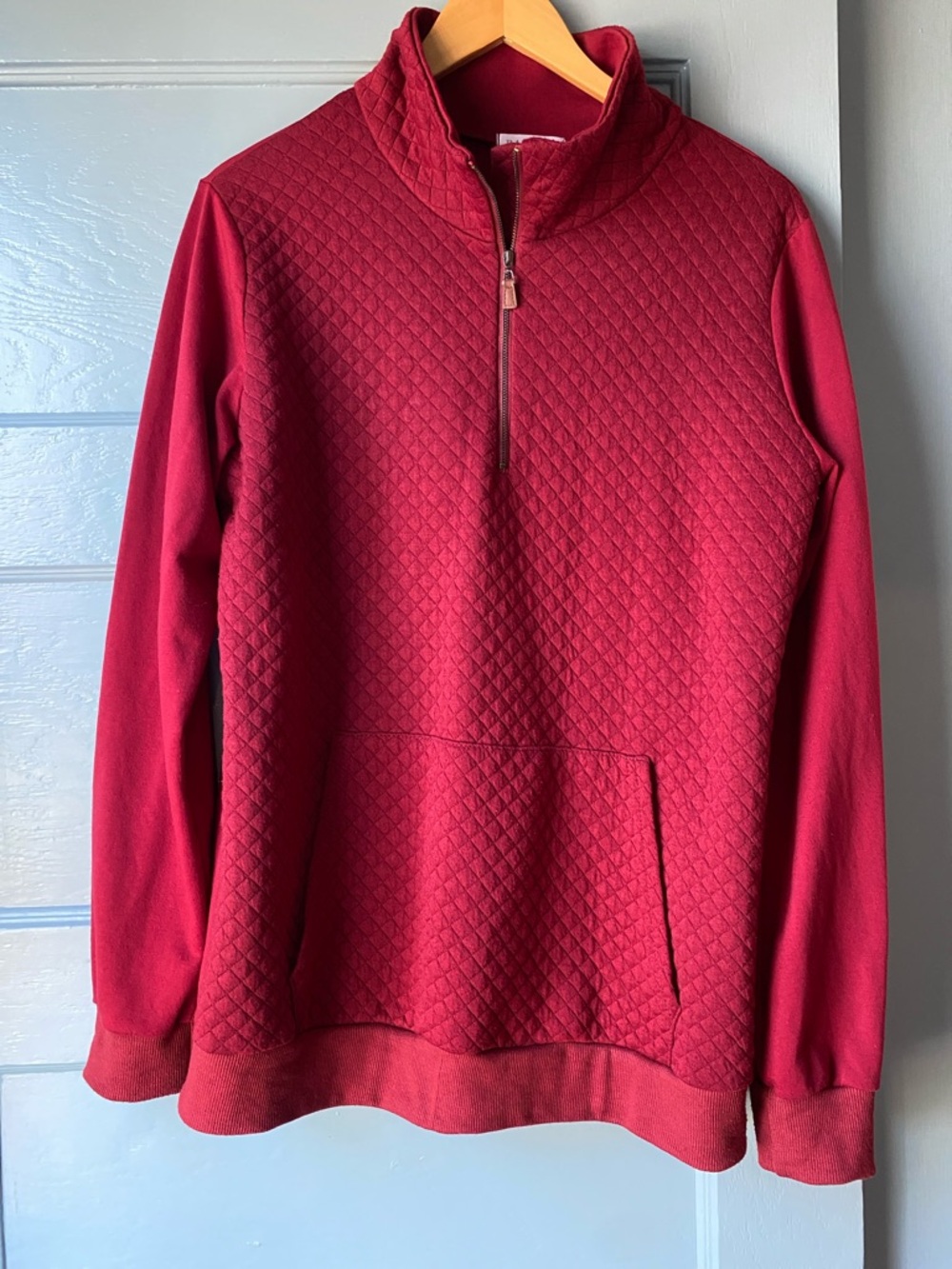 Women's Quilted Half-Zip Sweater - Berry Red